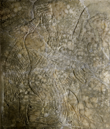 Neo-Assyrian relief from Nimrud Palace, Room I: http://cdli.ucla.edu/projects/nimrud/rooms/i.html