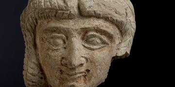 Detail of a terracotta head of a woman