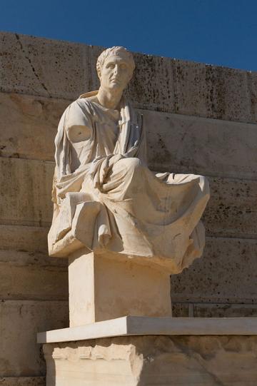 Statue to Menander, Theatre of Dionysos, Athens, Greece. Credit: Wikimedia Commons